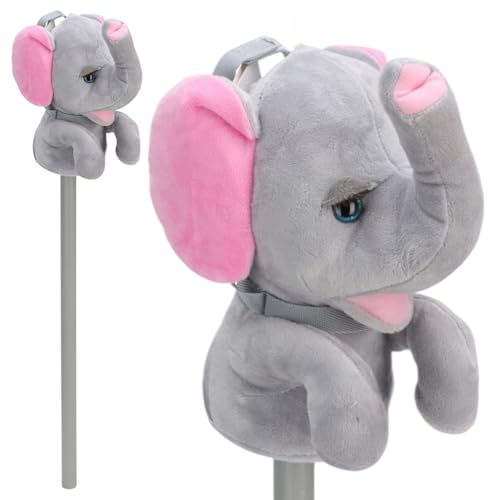 MIJOMA Hobby Horse – Steckenpferd aus weichem Plüsch – Ideal für Hobby Horsing & Rollenspiele – Hochwertige Verarbeitung – ca. 68 cm (Grauer Elefant)