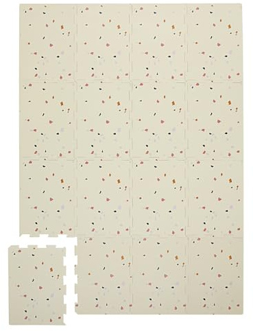 3 Sprouts Puzzlematte Baby, Schaumstoff, wasserabweisend, Terrazzo Creme | weiche Bodenfläche für Krabbeln und Rollen Elemente verbinden sich flexibel abwischbar, angenehm und leicht verstaut