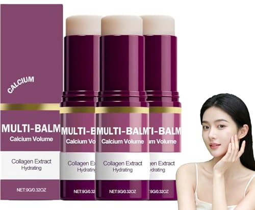 Calcium-Volumen-Multi-Balsam-Stick, Calcium-Multi-Balsam Anti-Aging & festigende koreanische Hautpflege, feuchtigkeitsspendend, straffend für Haut, Kollagen-Sticks für Gesicht, Augen, Hals. (3pcs)