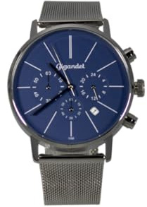 Gigandet Chronograph Armbanduhr Herren Damen Silber Blau Datum G32-011