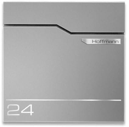 Metzler Exklusiver Briefkasten in Graualuminium RAL 9007 Hoffmann - Wandbriefkasten in Grau mit V2A Edelstahl-Namensschild - Postkasten inkl. Zeitungsfach - Größe: 37 x 37 x 10,5 cm