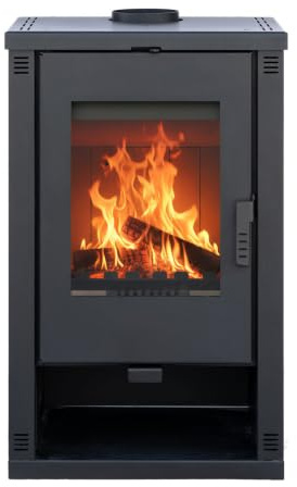 ALAZ Mouse K10M Kaminofen 10 kW – Schwarz | Holzofen mit Schamott-Brennkammer & großem Sichtfenster | Für Holzscheite bis 50 cm | Energieeffizienzklasse A+