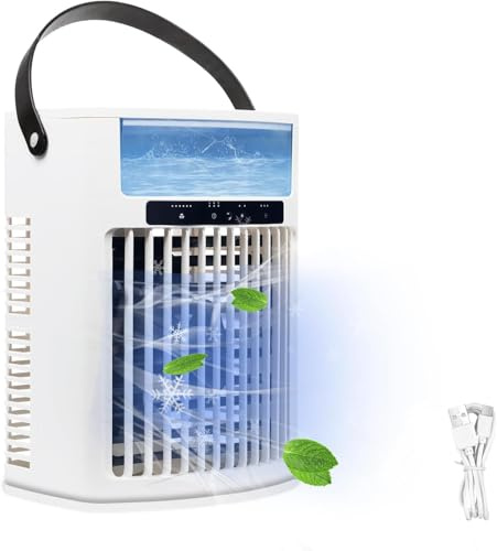 Portable Air Conditioner, 4 in 1 Misting Fan, 1000ml Water Tank, Personal Fan, 5 Speeds and 3 Spray Modes, Evaporative Air Cooler, Fan