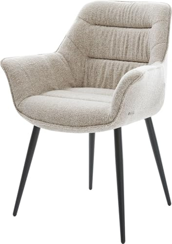 DELIFE Polsterstuhl Kaira-Flex 4-Fuß konisch Schwarz Webstoff Soft Beige