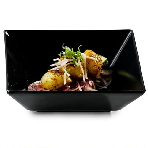 Midnight Square Bowls Black 17.5cm - Pack of 6 | Stoneware Bowls