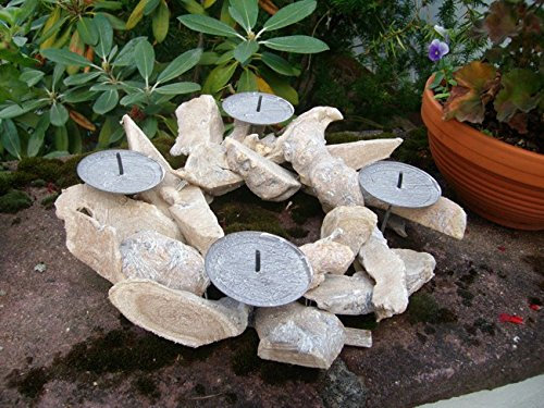 Deko-Impresion Zauberhafter, natürlicher Adventskranz, Kerzenständer, Holz wild Natur