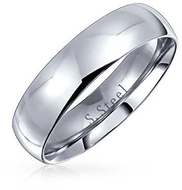 Bling Jewelry Einfacher Kuppel-Ehering für Paare, Trauring für Frauen und Männer, polierter Silberton, Edelstahl, 5MM