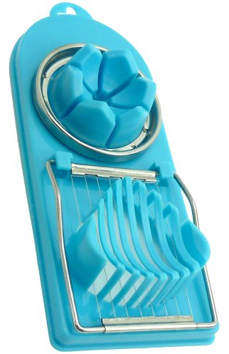 Double Egg Slicer - 2 Functions Slicing & Wedges (Blue, Pack of 1)
