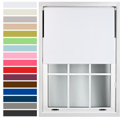 FURNISHED Custom-Made Premium Roller Blinds - Blackout Window Blinds with Metal Fittings - Thermal Insulated and Energy-Efficient - Made to Measure White, 120W x 165H cm