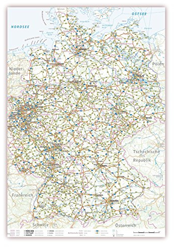 XXL Landkarte Bundesrepublik Deutschland politisch (K702k), gerollt Format 100 x 70 cm, Papier sehr stabil, Deutschlandkarte