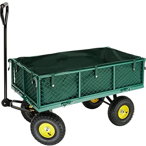 TecTake® Carro de Mano Plegable XXL - Carro Jardín con Lona Extraíble, Carretilla de Carga con Ruedas, Carrito Transporte Playa, Carrito Playa o Jardin, Carretilla Plegable - Verde