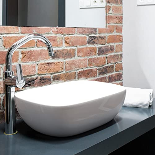 Waschbecken24 | Premium Aufsatzwaschbecken aus Keramik für das Badezimmer und Gäste-WC (45x32x13cm, Weiß / A106)