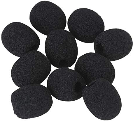 BQLZR 8mm Dia Black Wind Shield Foam Mic Cover for Loudspeaker Lapel Microphone Headset Microphone EY-M05 Pack of 10