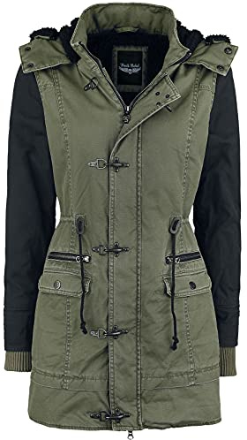 Rock Rebel by EMP Damen schwarz-olive Winterjacke mit Teddyfutter