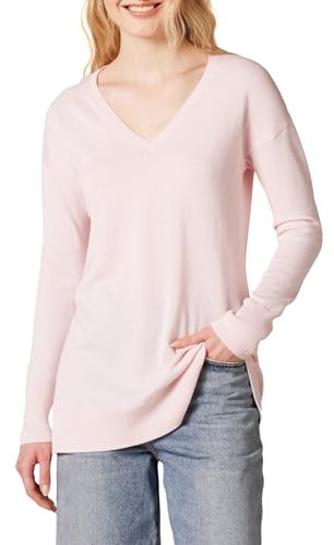 Amazon Essentials Pull Tunique Léger À Manches Longues Et Col En v (Disponible En Grande Taille) Femme, Rose Clair, M