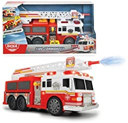 Dickie Toys Fire Commander, Feuerwehrauto, Feuerwehr, Feuerwehrtruck, mit Wasserspritzfunktion, Leiter, Licht & Sound, inkl. Batterien, 36 cm, ab 3 Jahren