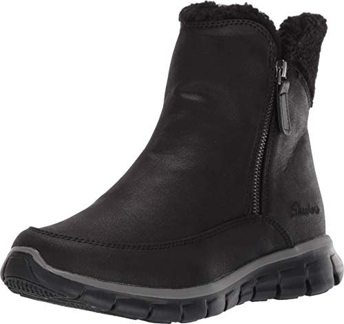 Skechers Women's Synergy Collab Ankle boots, Black Microleather Faux Sherpa, 2 UK