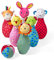 The TWIDDLERS 6 Plüschtiere Kegelspiel & 1 Ball mit Rassel, Bowling-Set für Babys & Kleinkinder - Weich & Waschbar - Geschenkset für Geburtstage & Weihnachten