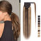 SEGO Ponytail Pferdeschwanz Haarteil Zopf extensions Haarverlängerung clip in Pony Echthaar remy Hair Piece Mittelbraun/Honigblond 20(50cm)-95g