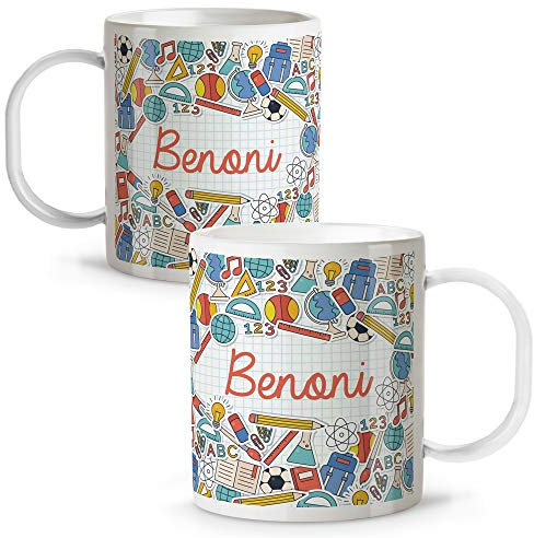 LolaPix Tazza Bambini Personalizzata con Nome. Ritorno a Scuola. Plastica. Vari Disegni. School