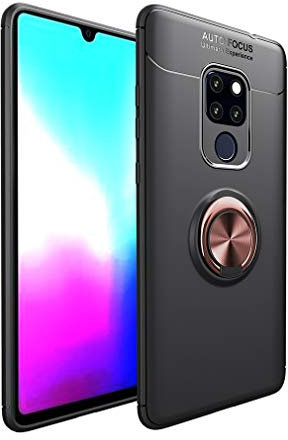 CHcase Huawei Mate 20 X Cover, Girevole Regolabile Custodia 360°Metallo Supporto Auto Supporto Magnetico Ultra Sottile Slim Fit Silicone Morbida TPU Bumper Case Cover para Huawei Mate 20 X -Oro Rosa