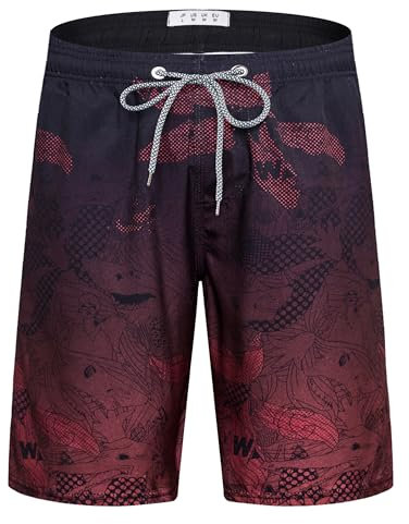 APTRO Maillot Short de Bain Homme Piscine Séchage Rapide Surf l'été Hawaïen Short de Plage Imprimé Rouge BS023 XL