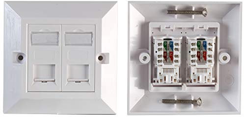 PRO SIGNAL PSG91593 1-Gang Twin Socket RJ45 Cat6 Faceplate, White