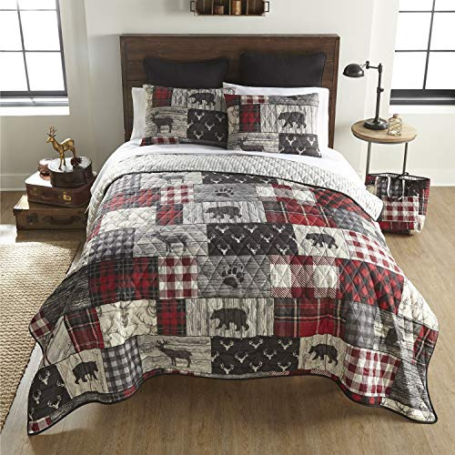 Donna Sharp King Bedding Set - 3 Piece - Timber Lodge Quilt Set with Quilt and Two Pillow Shams - Machine Washable
