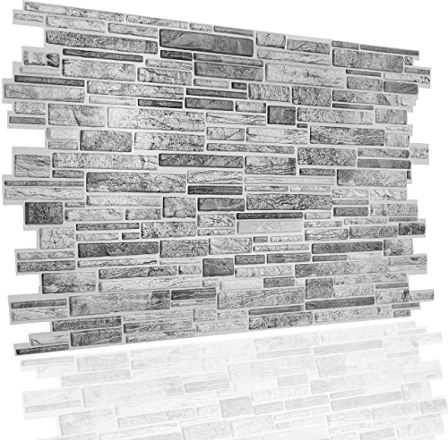 NOVECRAFTO Natural Stone Effect 3D Wall Panels - 20 Sheets Covering 99.2 sqft (9.22 sqm) Decorative PVC Plastic Cladding Panel Size 37.79 x 18.89 in (96x48 cm) – Grey Natural Stone Brickwork Pattern