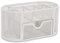 OSCO White Wiremesh Organiser with Drawer | Desk Tidy | Pen Holder | Office Storage | Pencil Storage | 8 Compartments | Stationery Caddy | H10.5 x W22 x D11 cm |