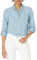 Tommy Hilfiger Klassisches Langarm-Shirt für Damen, zum Herunterrollen, Knopfleiste (Standard und Übergröße) - Blau - X-Klein