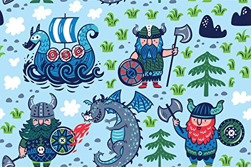 Muralo Self-Adhesive Photo Wallpaper 400 x 280 Animals Nature Magic Wallpaper Dragon Fire Viking Hatchet Living Room Bedroom Wall Pictures XXL Wall Width 400 cm x Height 280 cm