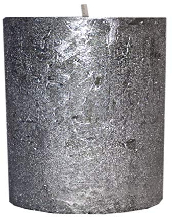 Kerze Deko Stumpenkerze Rustic metallic Silber 70 / 100