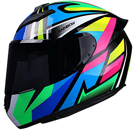 Integralhelm Motorrad Street Bike Helm DOT ECE Approved,Motorrad Moped Street Bike Racing Klapphelm Mit Extra Getöntem Visier Für Erwachsene,Jugendliche Männer Und Frauen,Bunt,XL