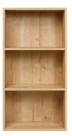 furni24 Breites Bücherregal mit 3 Fächern, Holzregal, Würfelregal, Aufbewahrungsregal, Saphir Eiche, 60x31x115h