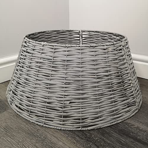 48/70cm Samuel Alexander KD Willow Christmas Tree Skirt Wicker Rattan - Large Light Grey