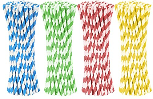 Strohhalm, 100 Stück Bunte Papierstrohhalme, für Cocktails, Kaffee oder Saft