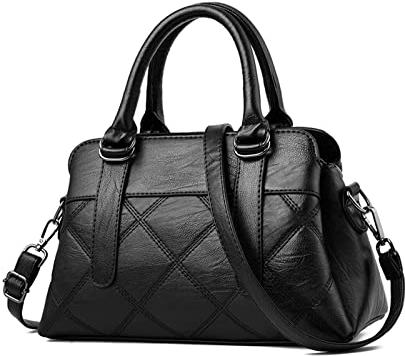 FANDARE Damen Handtasche Umhängetasche Frauen Schulterbeutel Shopper Tote Reise Henkeltasche Abendtasche Citytasche für Mädchen Alltag Büro Schule Ausflug Shopper Wasserdicht PU Leder Schwarz