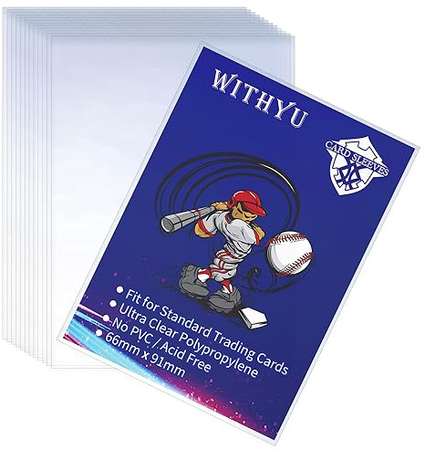 WITHYU 200 Stück Sammelkartenhüllen Von Oben, für Standardkarten, 6,4 x 8,9 cm, Ultraklarer Kartenschutz für Spiel-Karte, Baseball/Fußball/Basketballkarten und Mini-Fotos