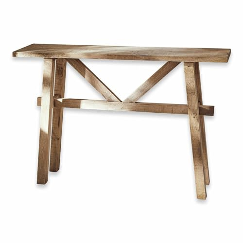 Loberon Konsole Nael, rustikaler Landhaus-Look, geringe Tiefe, mit Antik-Finish, platzsparende Ablage, Konsolentisch, Mangoholz, antikbraun