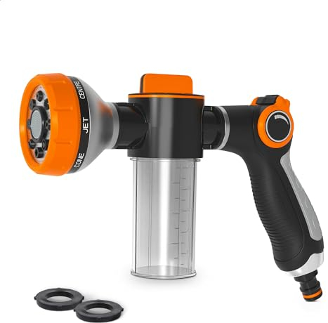 Boquilla de manguera de agua de alta presión – Boquilla de manguera de jardín, botella de spray resistente, pistola de espuma de lavado de coche, boquilla pulverizadora de manguera de agua, pistola de