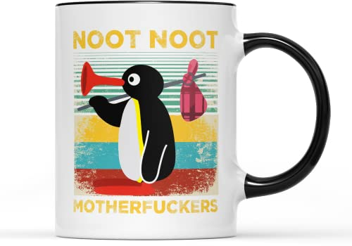 SmartyPants Noot Noot Motherf*ckers Mug - Novelty Funny Joke TV Themed Television Program Penguin Quote Swearing Rude Crude Hilarious Gift Present Tea Coffee Cup (Black Handle Prime)
