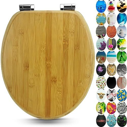 Abattant pour WC en bambou avec frein de chute Sanfino®, produit en bois élégant et de grande qualité, confort élevé et matériau durable, montage aisé, notice incluse - Dark Brown