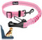 Eyein Hunde Sicherheitsgurt für Auto, Verstellbare Hundegurt fürs Auto mit Elastischer Ruckdämpfung, 3 in 1 reflektierend Hunde Anschnallgurt für alle Hunderassen & Autotypen, 90cm (Rosa)