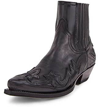 Brevi Stivali Cowboy da Uomo Donna Ricamo a Punta Moda Vintagea Stivali Western PU Pelle Coppia Stivaletti 35-48 (43,Nero)
