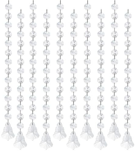 KANPURA Kristallgirlande, hängende Kronleuchter, Ahornblatt-Kristalle mit 14 mm klarer achteckiger Kette, Dekorationen für Weihnachten, Winterparty, Kronleuchter, Tafelaufsatz (10 Stück)