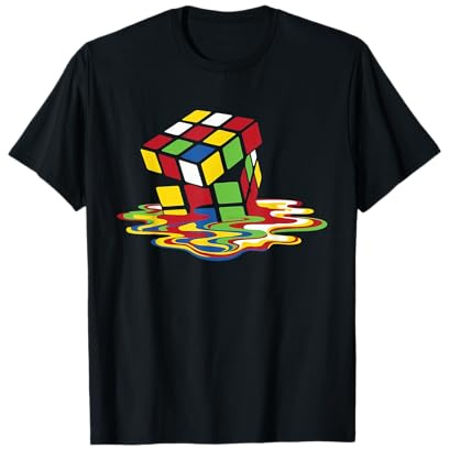 Schmelzender Würfel Lustig Retro Gaming Rubik Puzzle Nerd Geek Gamer T-Shirt