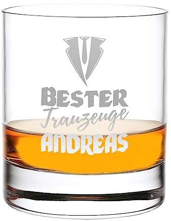 Whiskyglas 315 ml mit personalisierter Gravur - mit Namen veredelt - Trinkglas für Cocktails und Wasser - das Geschenk für Trauzeugen - passend zur Hochzeit und Verlobung - das Männergeschenk