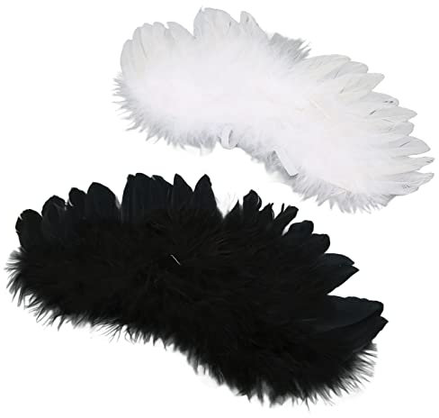 Federflügel für Kugelgelenk-Puppen, 2 Stück, Schwarz und Weiß, geeignet für 1/3, 1/4, 1/6 Puppen