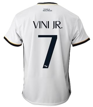 Real Madrid Camiseta Primera Equipación Temporada 2023-2024 - Vini JR. 7 - Replica Oficial con Licencia Oficial - Adulto (XL)